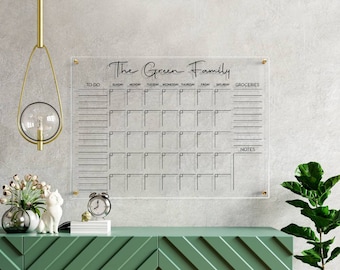 Acrylic Monthly Calendar | Personalized Calendar For Wall | Family Planner 2023 | Dry Erase Board With Side Notes