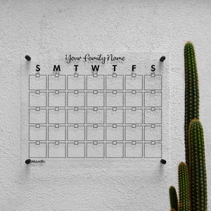 Acrylic Monthly Calendar | Personalized Calendar For Wall | Family Planner 2023 | Dry Erase Board