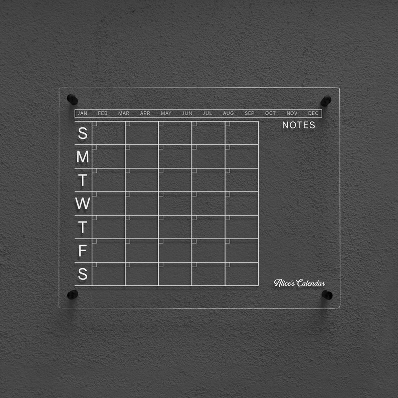 Customizable Acrylic Monthly Calendar Personalized Calendar Etsy