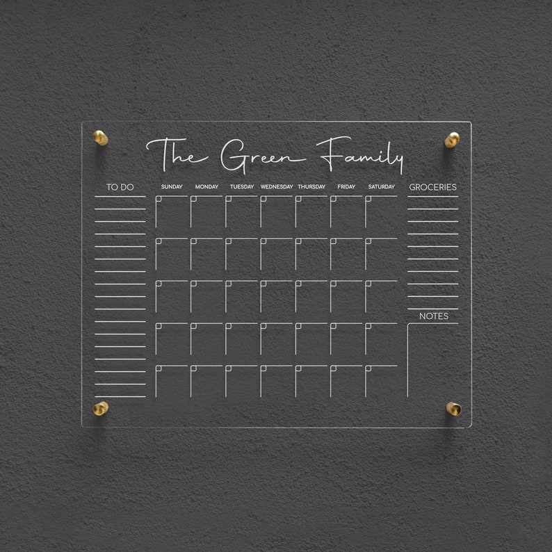 Acrylic Monthly Calendar Personalized Calendar for Wall Etsy
