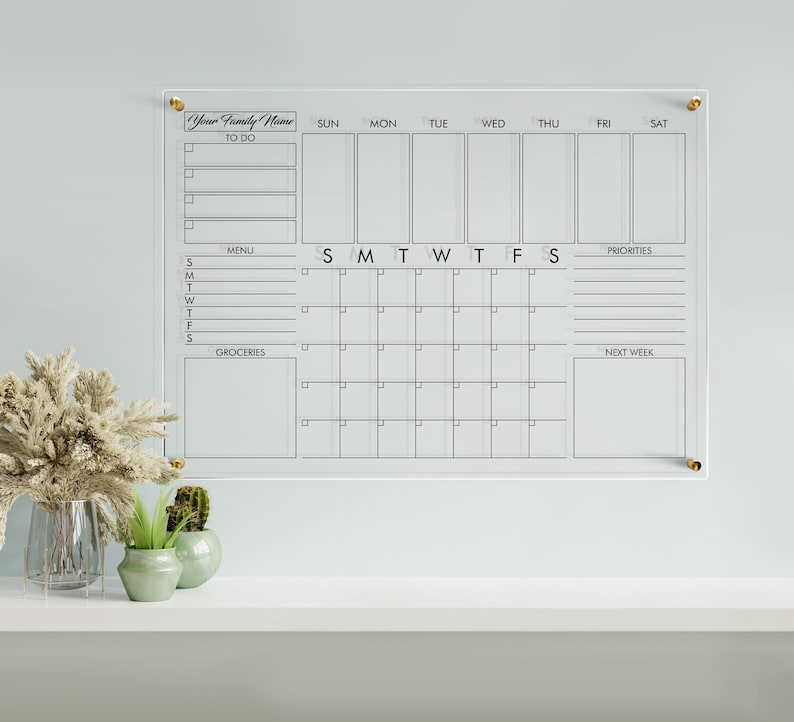 Acrylic Monthly Calendar Personalized Calendar for Wall Etsy