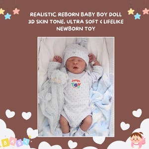 Bambola Reborn realistica fatta a mano da 18 pollici, maschio - Neonato in vinile snodabile con vestiti, ciuccio e biberon / Regalo e oggetto da collezione per neonati realistici