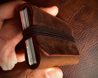 Étui à cartes minimale simple en cuir fait à la main et porte-cartes