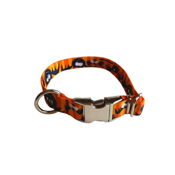 Orange Bat Dog Collar