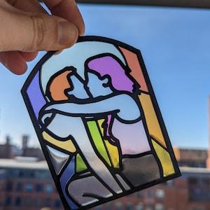 Queer Kiss - Lesbian Resin Stained Glass Style Design