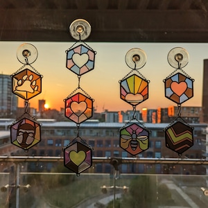 Pride Hex resin stained glass style design