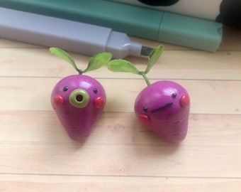 Handmade Polymer radish desk friend sculpture art polymer clay sculpture home decor gift for friend birthday gift cute miniature food plants