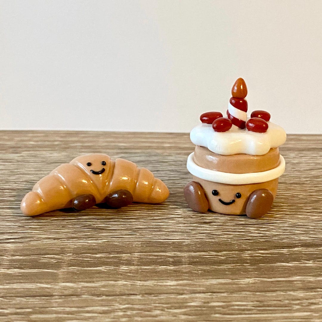 Handmade Polymer Clay Birthday Cake Jellycat Croissant Jellycat Desk 