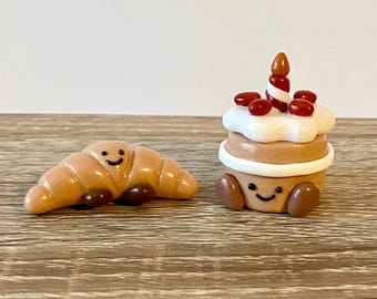 Handmade Polymer clay birthday cake jellycat croissant jellycat desk friend sculpture art polymer clay sculpture home decor birthday gift