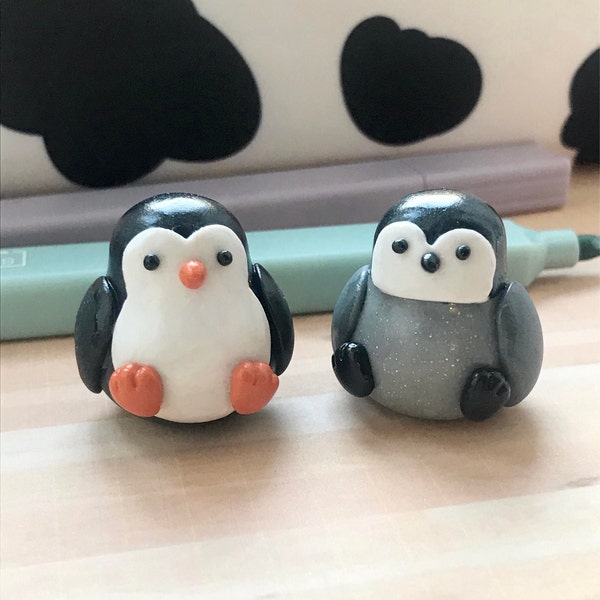 Handmade Polymer clay penguin desk friend sculpture/polymer clay sculpture/small polymer clay figurine/clay sculpture/desk pet/worry buddy