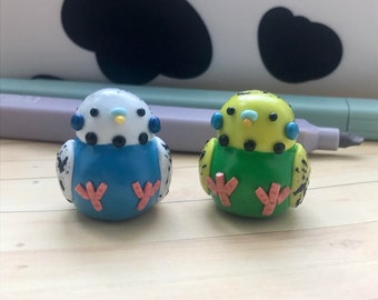 Handmade Polymer clay budgie parakeet desk friend sculpture art polymer clay sculpture home decor gift for friend birthday gift cute birds
