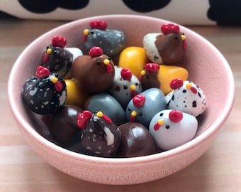 Handmade Polymer clay tiny chicken desk friend sculpture art polymer clay sculpture home decor gift for friend birthday gift stardew valley
