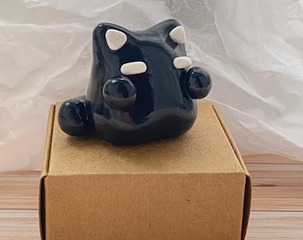 Handmade Polymer clay Mewo Cat desk friend sculpture art polymer clay sculpture home decor gift for friend birthday gift cute omori fan gift