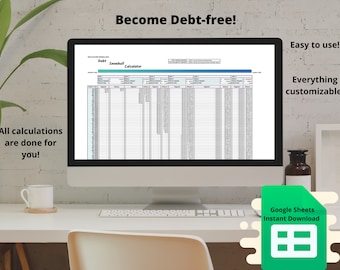 Debt Snowball Calculator | Google Sheets Budget Template | Sinking Funds | Money Savings | Financial Goal setting | Digital