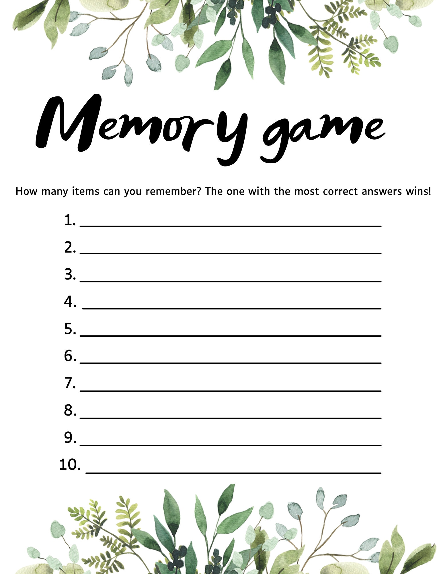 20 Printable Baby Shower Games greenery Etsy 20 Printable Baby Shower Games greenery Etsy