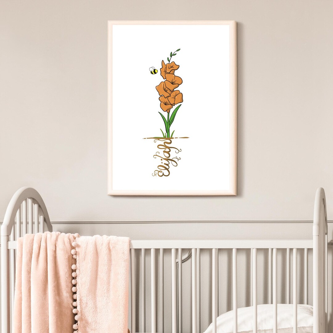 Custom Birth Flower Wall Art Grandma Garden Personalized Gift Birth Month Flower New Mom Gift