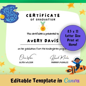 Custom Graduation Certificate Template Kindergarten Preschool Prek