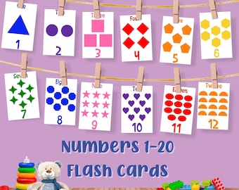 Numbers 1-20 Flashcards: Preschool Counting, Shapes (PDF Printable)