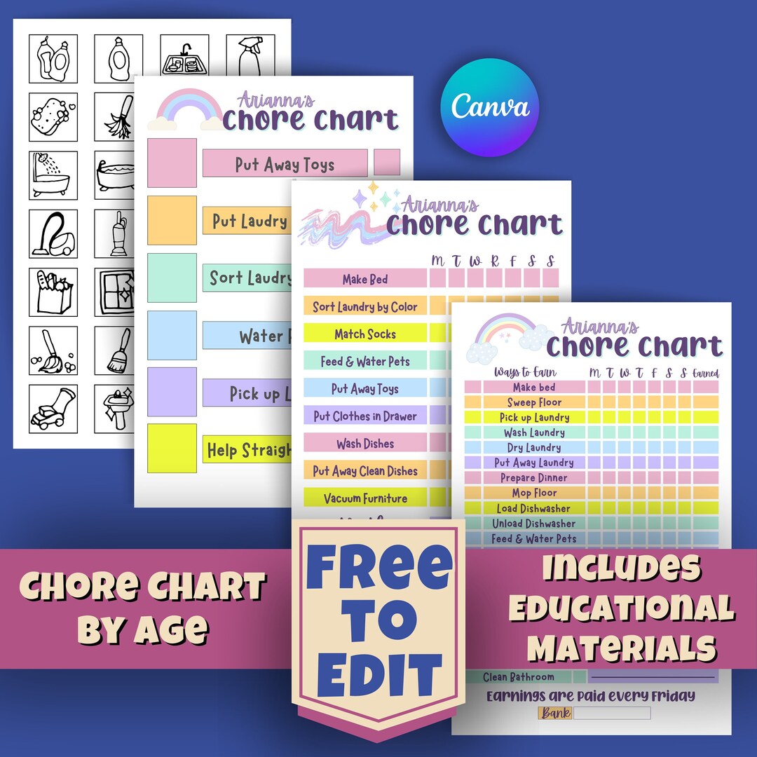Ultimate Chore Chart Bundle by Age Daily Tasks for Multiple Kids ADHD ...