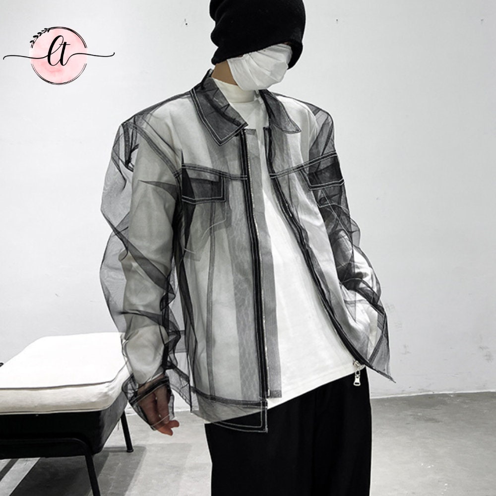 Mens see through shop rain jacket