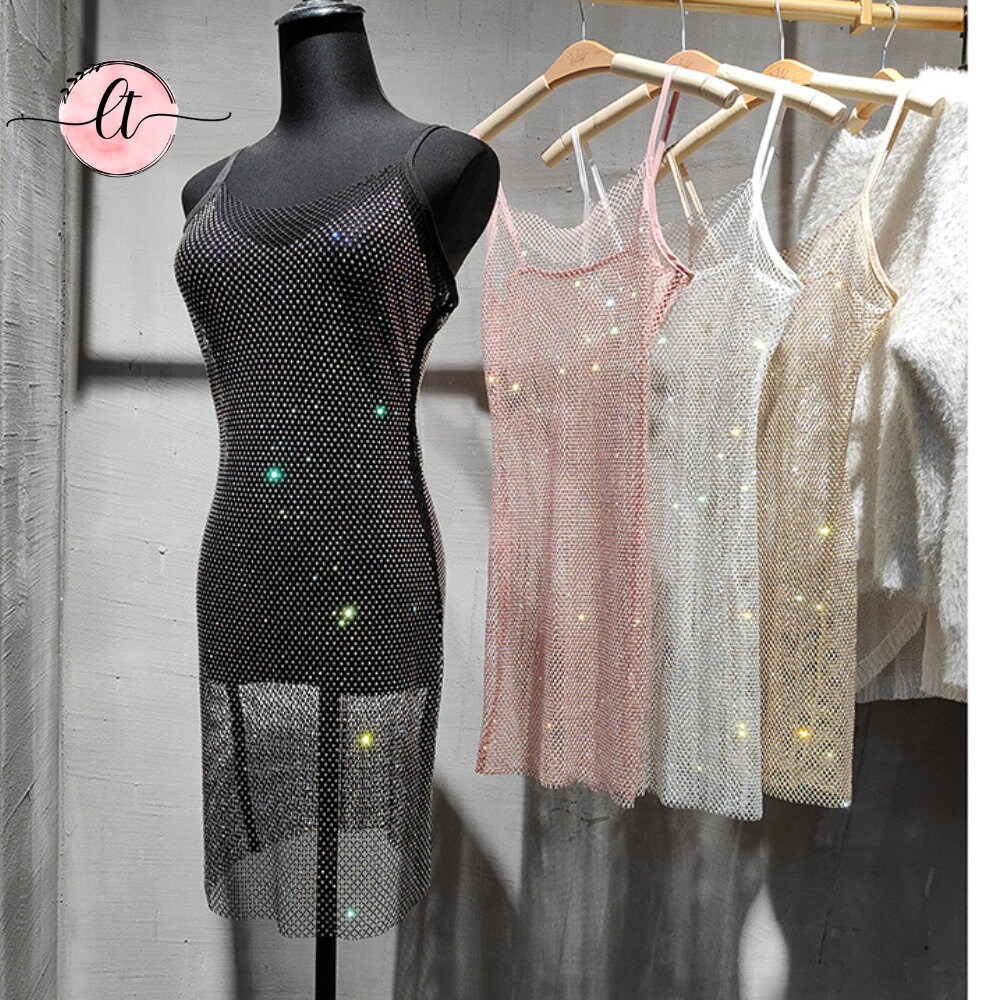Holographic Rhinestone See Through Dress Sparkly Glitter - Etsy