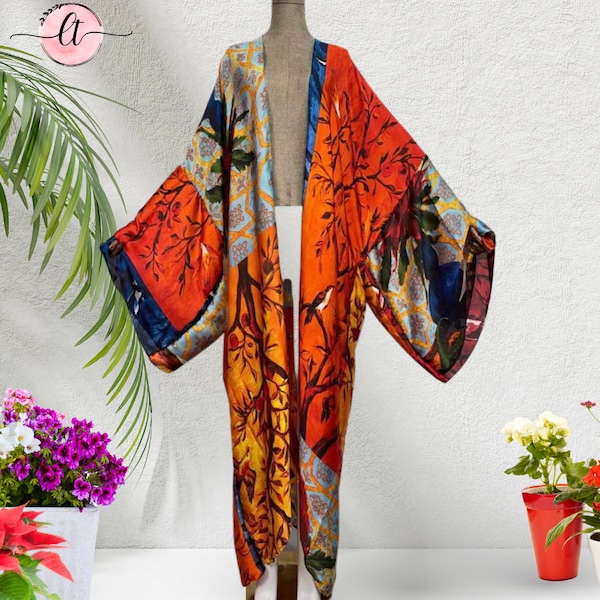 Traf Tunic Bikini Cover Up Beach Summer Day - boho Cardigan - Batwing Sleeve Kimono Mujer - Bohemian Maxi Kaftan Dress For Women Girl Lady