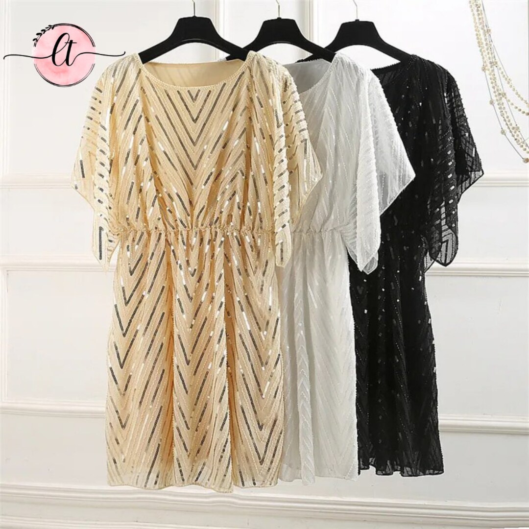 Vintage Onyx Sequined Party Dress