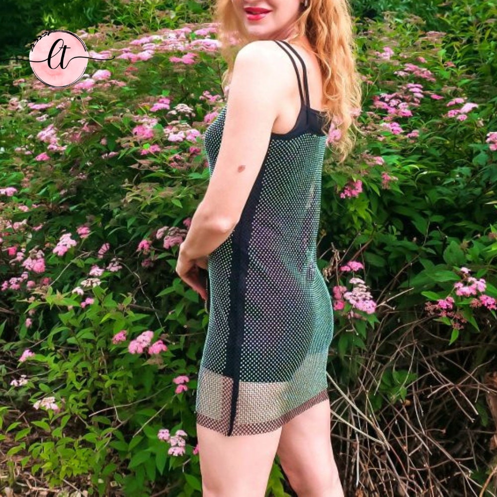 Holographic Rhinestone See Through Dress Sparkly Glitter - Etsy