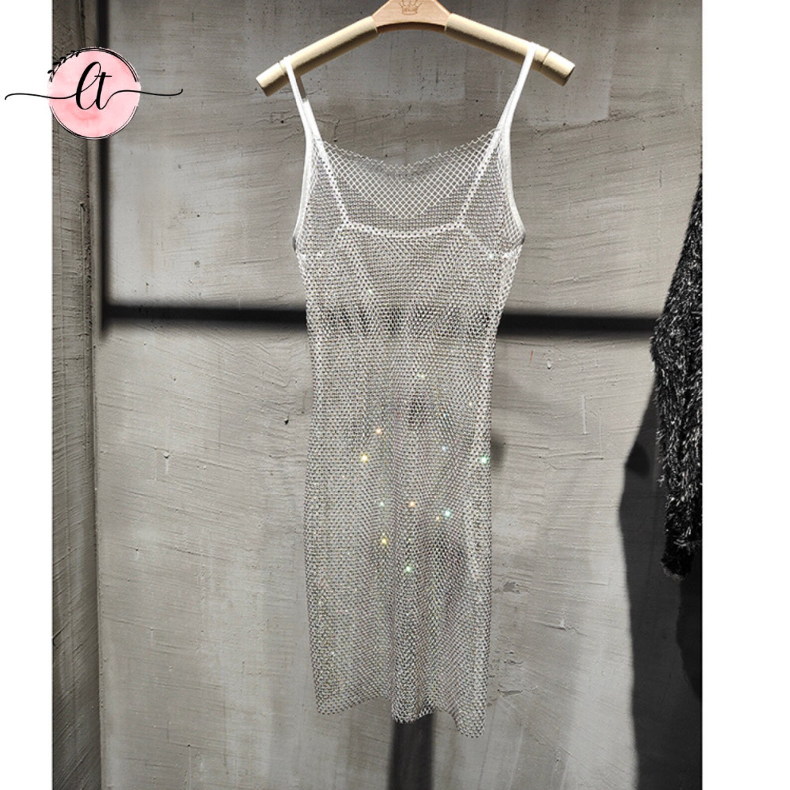Holographic Rhinestone See Through Dress Sparkly Glitter - Etsy