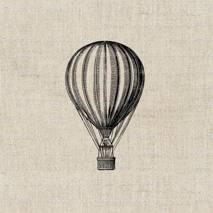Vintage Hot Air Balloon Clipart: Steampunk Airship Illustration (JPEG, PNG Download)