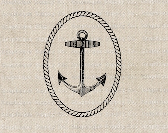 Vintage Anchor Logo Clipart: Nautical Rope Frame (Digital Download)