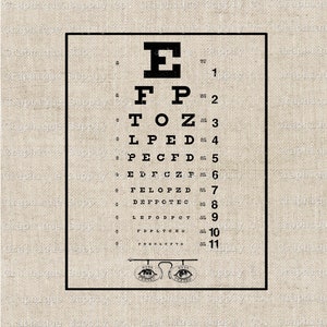 Typograhpy Eye Chart Chaulkboard Clip Art Illustratie-Instant Download Digitale Afdrukbare Clip Art Iron on Transfer Image PNG JPEG 300dpi