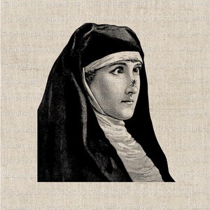 Vintage Nun Clip Art Illustration: Printable Ephemera Image (Digital Download)