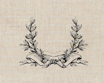 Vintage Leaf Wreath SVG: Botanical Ribbon Clipart (Digital Download)