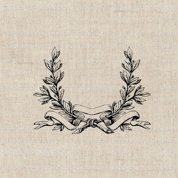 Vintage Leaf Wreath SVG with Ribbon, Botanical clipart, DIY download for crafts, Leaf border, wall decore