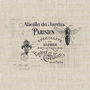 Queen Bee French Country Vintage Illustration - Download instantâneo digital para impressão Clip Art Iron on Transfer Image PNG JPEG Format 300dpi