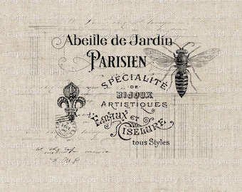 Queen Bee French Country Illustration: Vintage Clip Art (Digital Download)