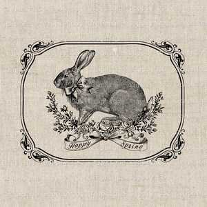 Vintage Spring Bunny Illustration: Printable Clip Art (PNG, JPEG)