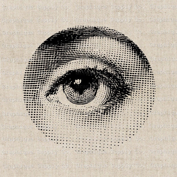 Victorian Eye Vintage Ephemera Clip Art Illustration- Instant Download Digital Printable Clip Art Iron on Transfer Image PNG JPEG 300dpi