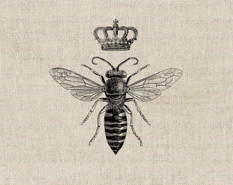 Queen Bee Clip Art-Bee Decal- Iron On Transfer-original art work- home decore