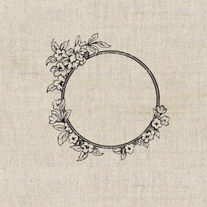 Moldura de círculo floral de inspiração antiga clipart botânico - moldura floral delicada PNG, flor retrô SVG, decoração inspirada na natureza, decoração de parede