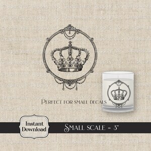 Piccola corona della dea da 3 piedi, cornice rotonda ornata, download digitale, clipart antica, arredamento per la casa