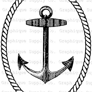 Nautical Anchor Rope Art Vintage Illustration- Instant Download Digital ...