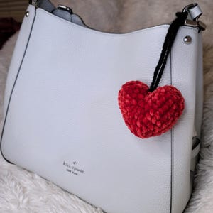 Heart Purse Charm, Plush Heart, Heart Dangle, Luxury Heart Keychain, Hanging Red Charm, Bag Charm Heart, Valentines Day Pants Charm Decor