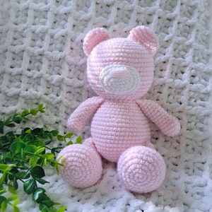 Crochet Teddy Bear Plush, Stuffed Animal Newborn, Bear Pink, Baby Shower Gift, Mini Bear, Birthday Gift, Keepsake, Pregnancy Announcement