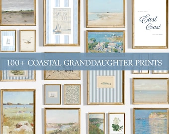 100+ east coast grandmillennial decor, coastal granddaughter gallery wall prints, vintage coastal cottage decor, old money, beach house