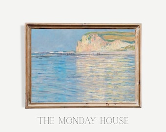 claude monet coastal painting, east coast grandmillennial decor, coastal granddaughter wall art, beach house, vintage ocean landscape