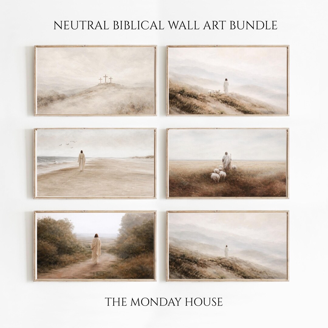 Set of 6 Jesus Bible Canvas Prints, Rustic Decor, Christian Wall Art ...