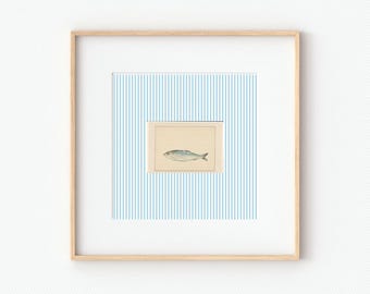 Lámina de abuela milenaria de la costa este, láminas de Nantucket, arte mural playero, arte mural de sardinas, nieta costera, decoración de casa de playa, sardinas