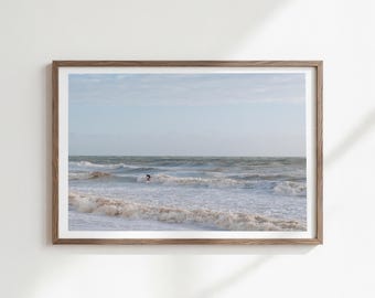fotografi av strandsurfing, horisontell kustkonst, digital nedladdning, väggkonst med kustsurfing, fotografi i Kalifornien, våg